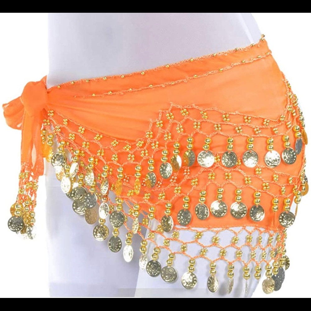 Belly Dancing 128 Gold Coins Wrap Scarf Skirt